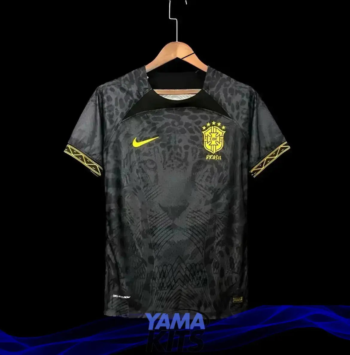 Maillot Brésil Concept noir « Lion » 2024/2025 YamaKits Foot