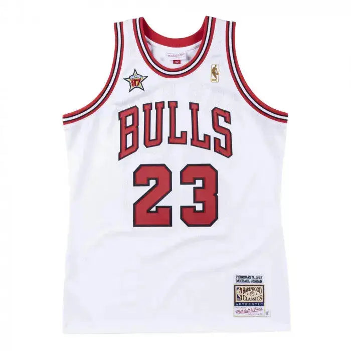 Maillot NBA Michael Jordan Chicago Bulls Blanc et Rouge '97 Mitchell & Ness YamaBasketball